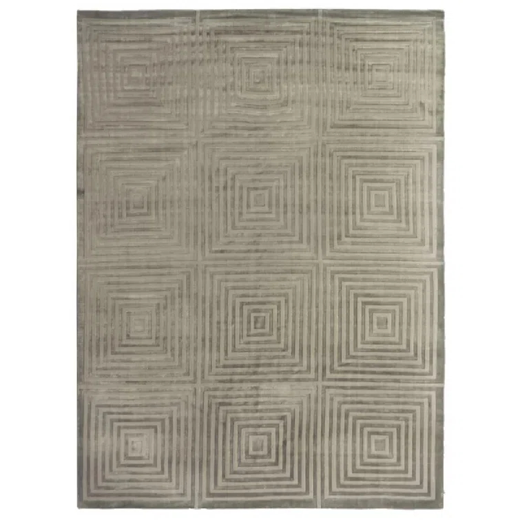 Dove Embossed Geometric Hand-Loomed Dark Gray Area Rug