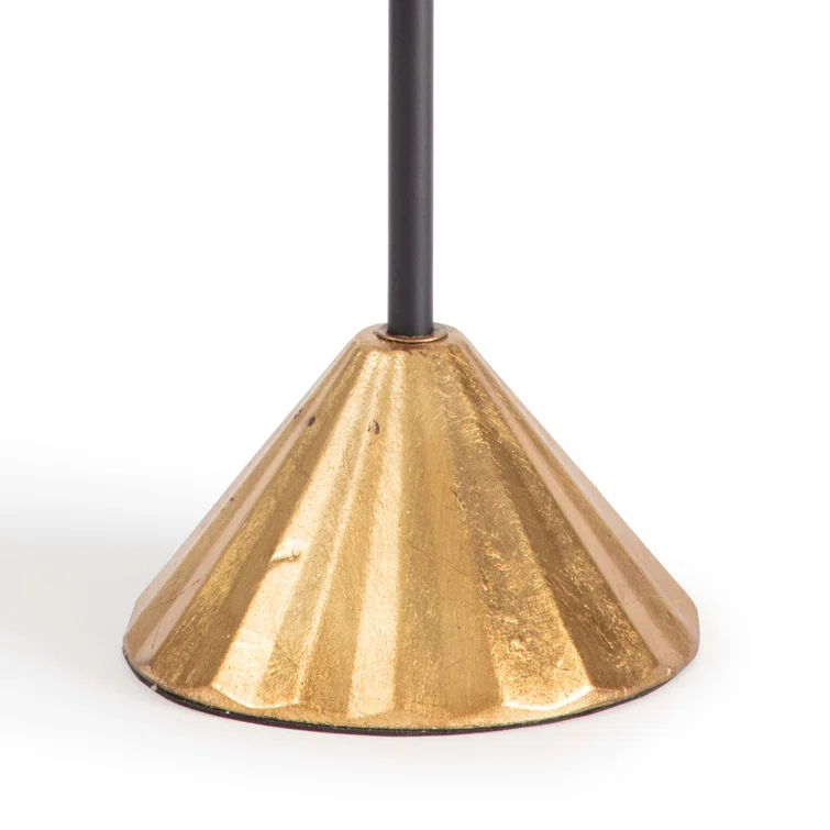 Parasol Black and Gold Leaf Table Lamp with Linen Shade