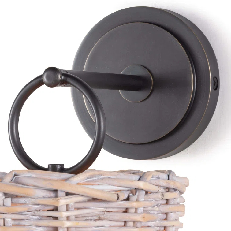Nantucket Elegance 13.75" Oil Rubbed Bronze Rattan Wall Sconce