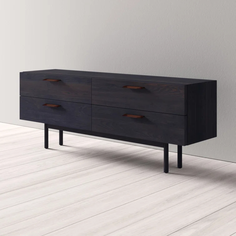 Shale Solid Wood 72'' W 4 - Drawer Dresser