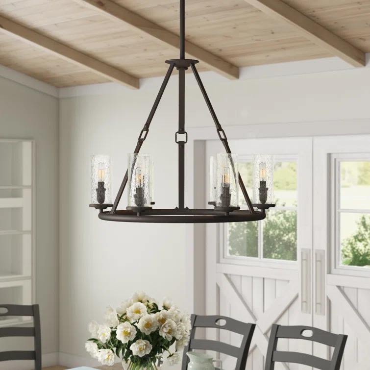 Dakota 6 - Light Unique / Statement Wagon Wheel Chandelier