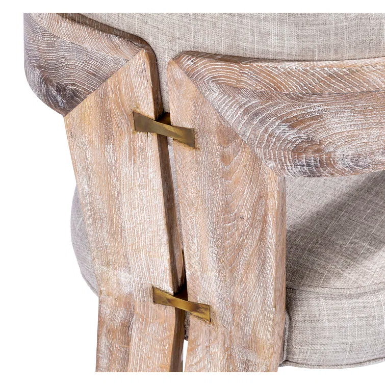 Maryl 20'' H Linen Upholstered Oak Armchair