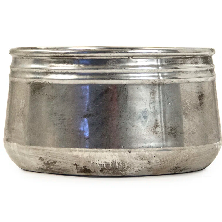 Zentique  Distressed Metallic Can-Shaped Vase - Large
