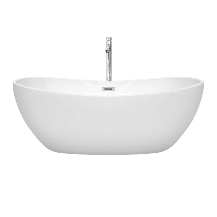 Rebecca 65'' x 32'' Freestanding Soaking Acrylic Bathtub with Faucet