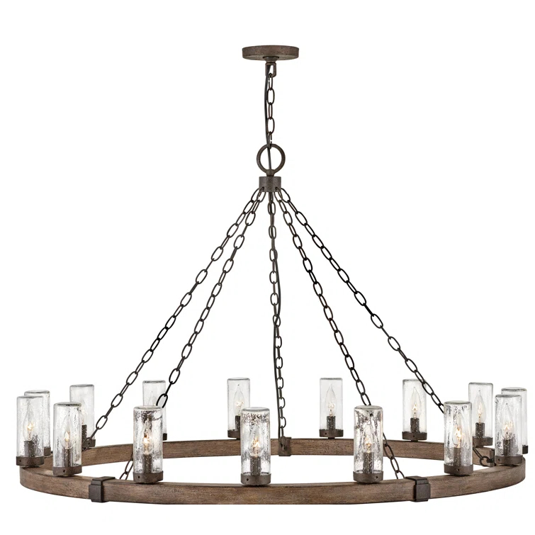 Sawyer 15-Light Single Tier Outdoor Rustic Chandelier