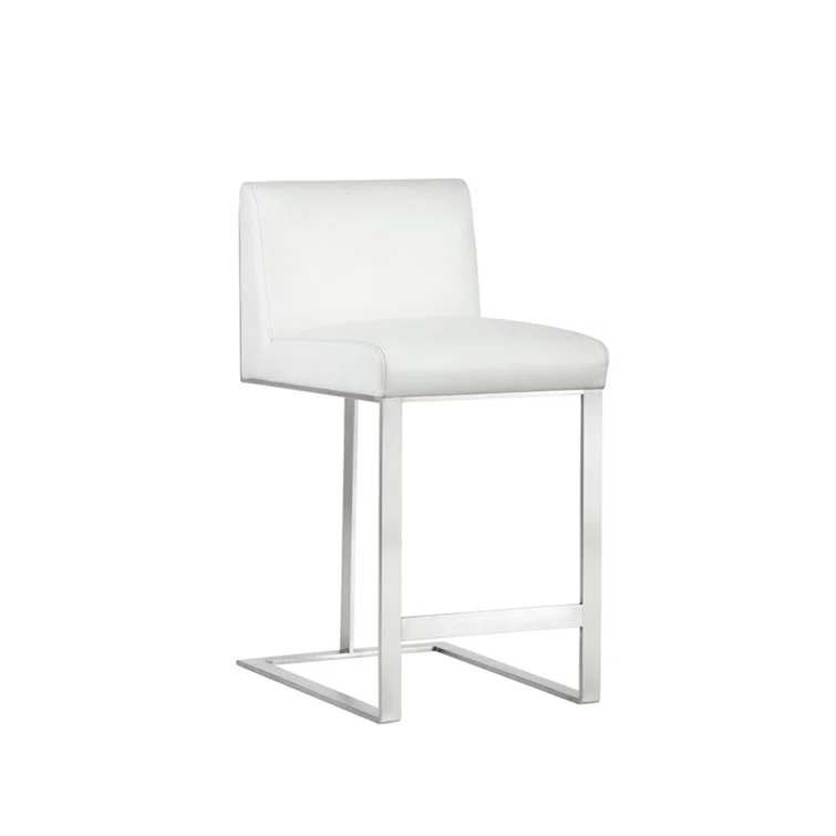 Cantina White Faux Leather Stainless Steel Counter Stool