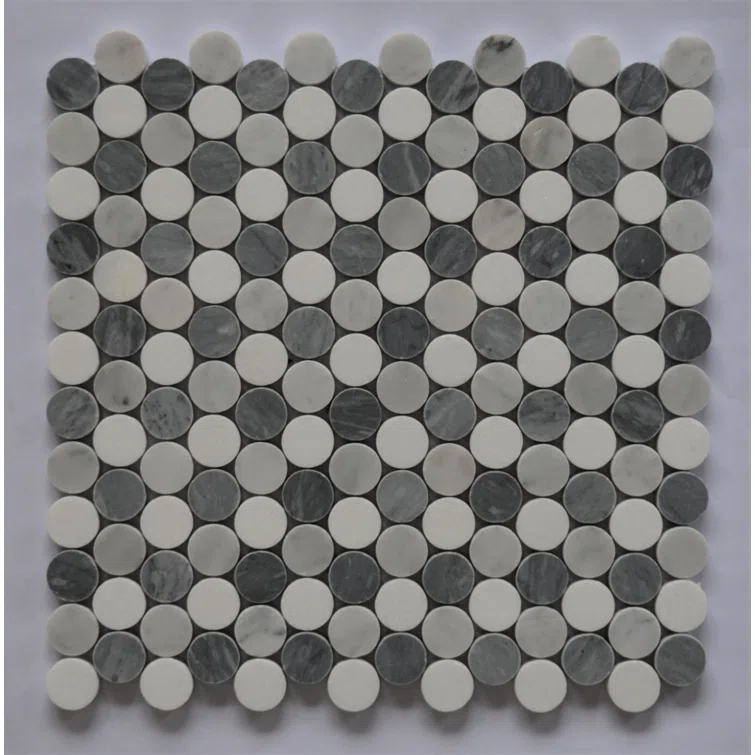 La Maison en Pierre Penny Rounds 1" x 1" Marble Mosaic Wall & Floor Tile