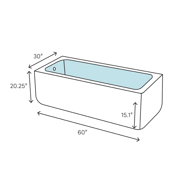 Archer 60" x 30" Alcove Soaking Bathtub with integral flange
