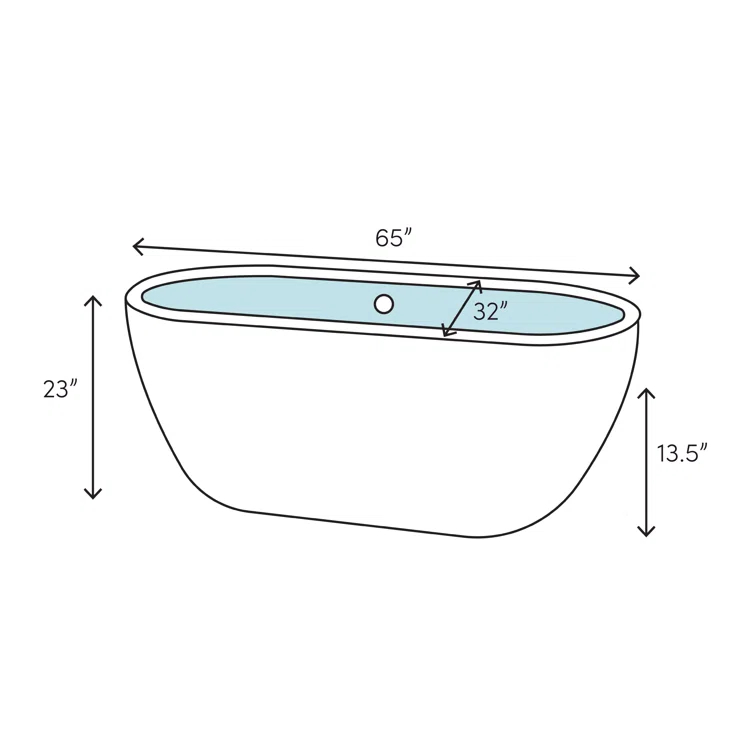 Rebecca 65'' x 32'' Freestanding Soaking Acrylic Bathtub