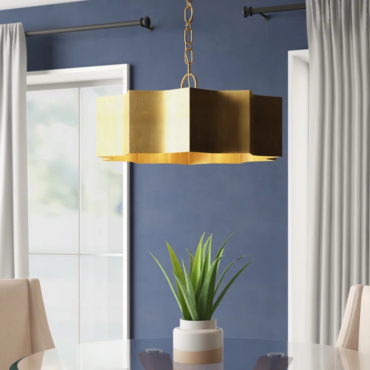 Carney 3 Light Metal Dimmable Scalloped Chandelier