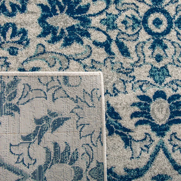 Alessia Floral Ivory/Blue Area Rug