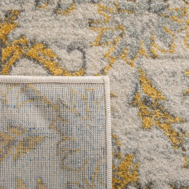 Adie Damask Ivory/Gold Area Rug