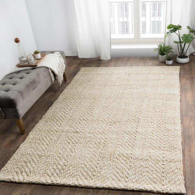 Jiona Handmade Flatweave Jute Ivory Area Rug