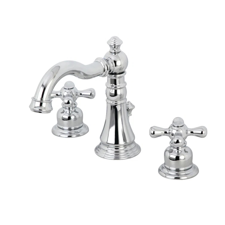 Kingston Brass American Classic Two-Handle 3-Hole Deck Mount Widespread Bathroom Faucet with Pop-Up Drain