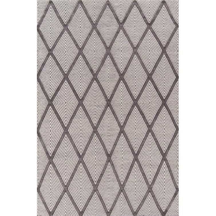 Langdon Geometric Handmade Flatweave Wool Charcoal Area Rug
