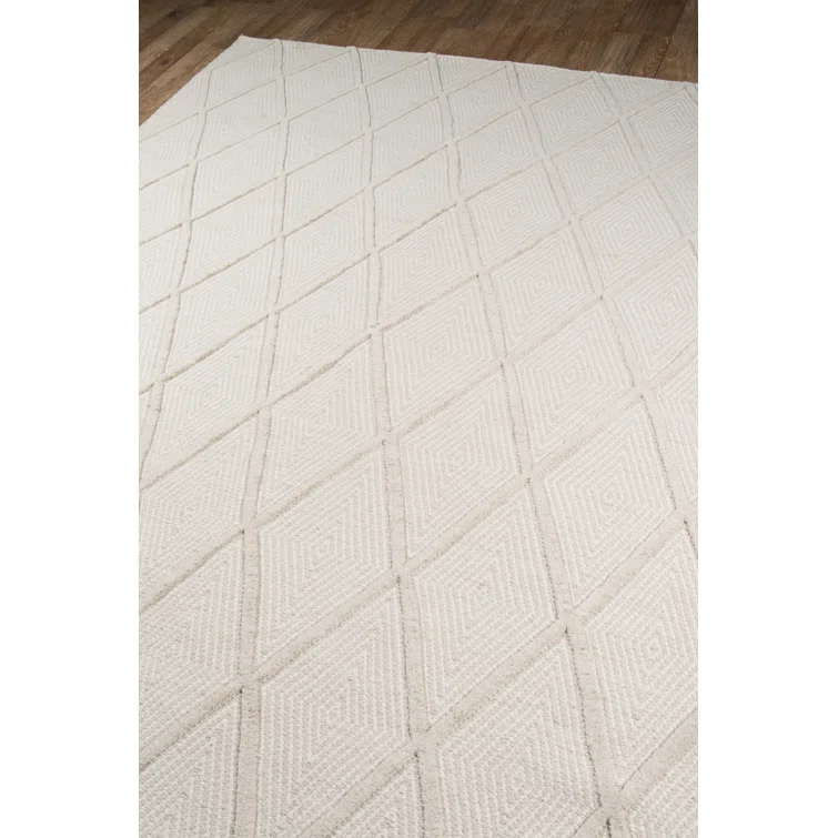 Langdon Geometric Handmade Flatweave Wool Beige Area Rug