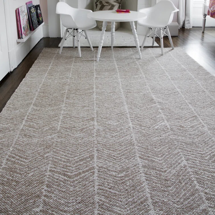 Easton Chevron Handmade Flatweave Brown Area Rug