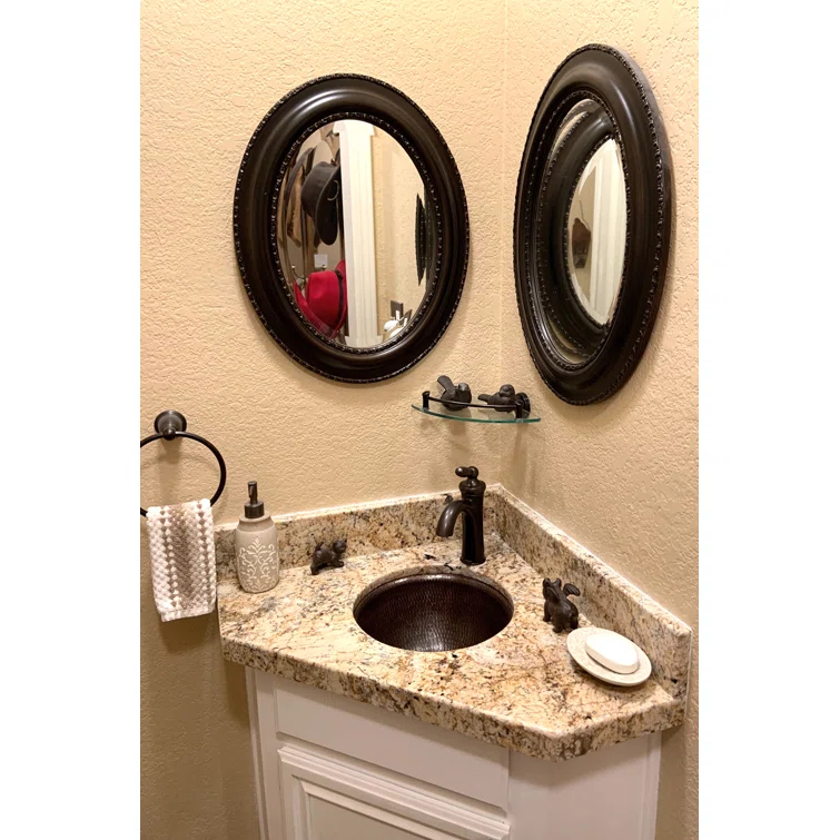 12" Round Self Rimming Hammered Copper Bathroom Sink