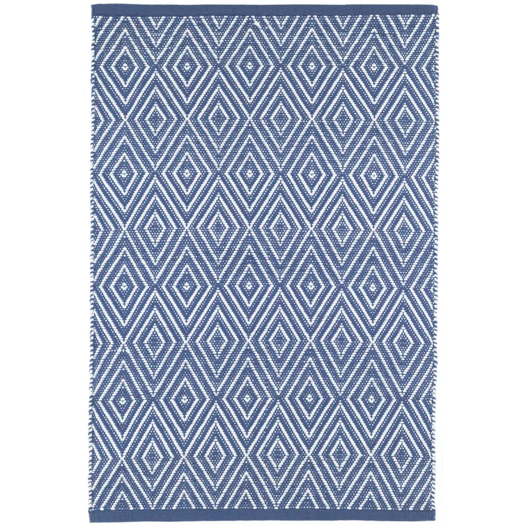 Diamond Denim/White Handwoven Indoor/Outdoor Rug