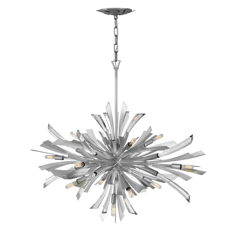 Fredrick Ramond Vida 36" Thirteen-Light Modern Horizontal Hanging Chandelier w/ Crystal Accents
