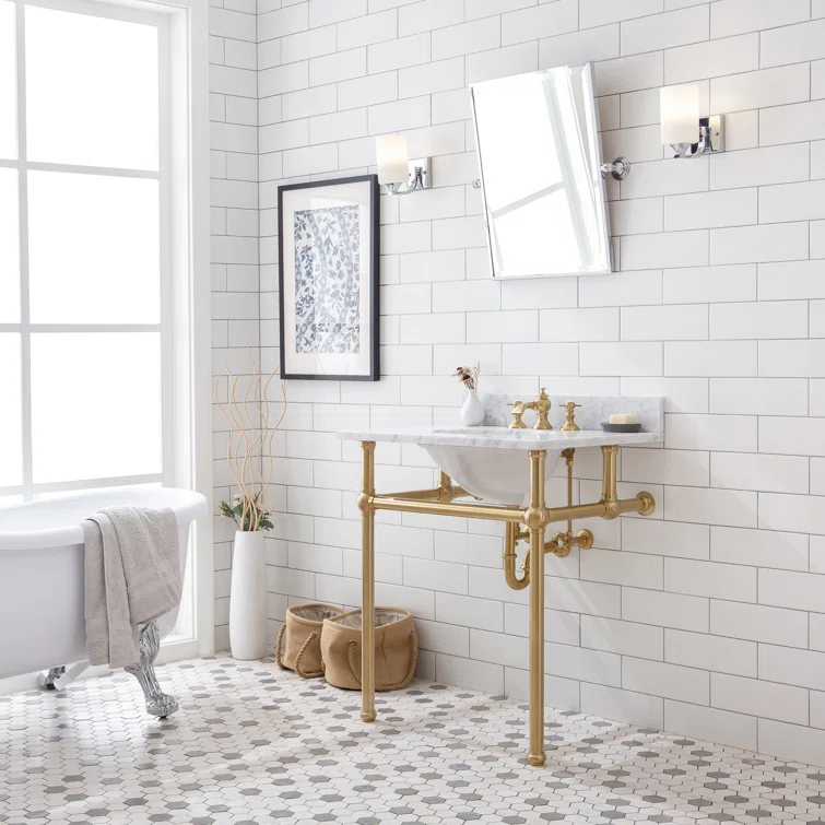 Copeland 30'' Single Bathroom Vanity with Carrara Marble Top with Mirror