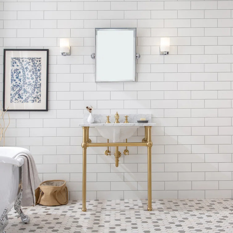 Copeland 30'' Single Bathroom Vanity with Carrara Marble Top with Mirror