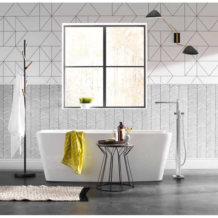 90 Degree Single Handle Floor Mounted Tub with Handshower