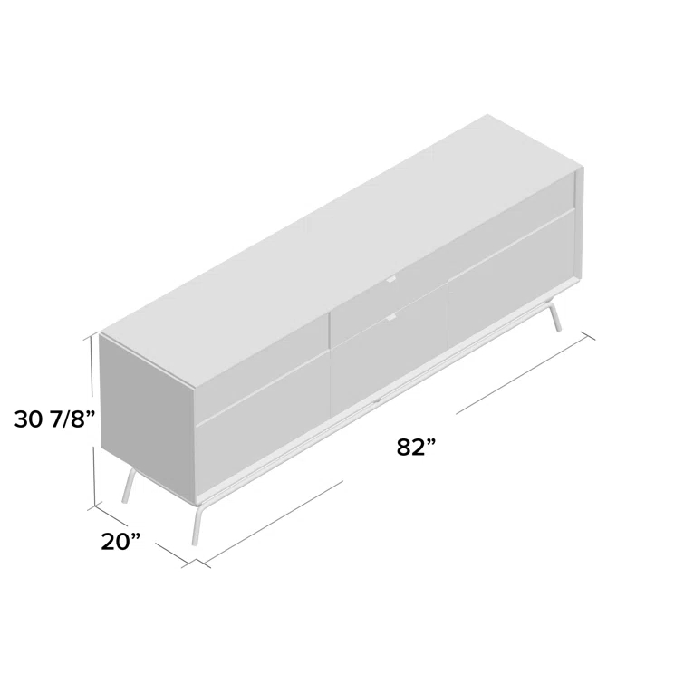 Dang 82" Risk-Averse Gray TV Stand with Brass Details