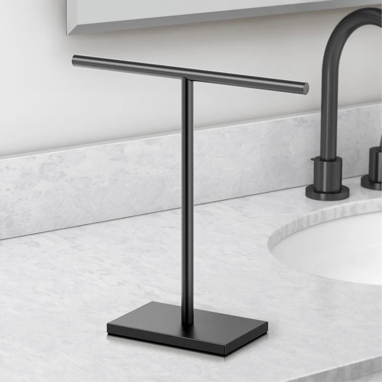 Freestanding Countertop Hand Towel Holder | 11.13"H x 10.50"W Weighted Base Towel Rack Stand