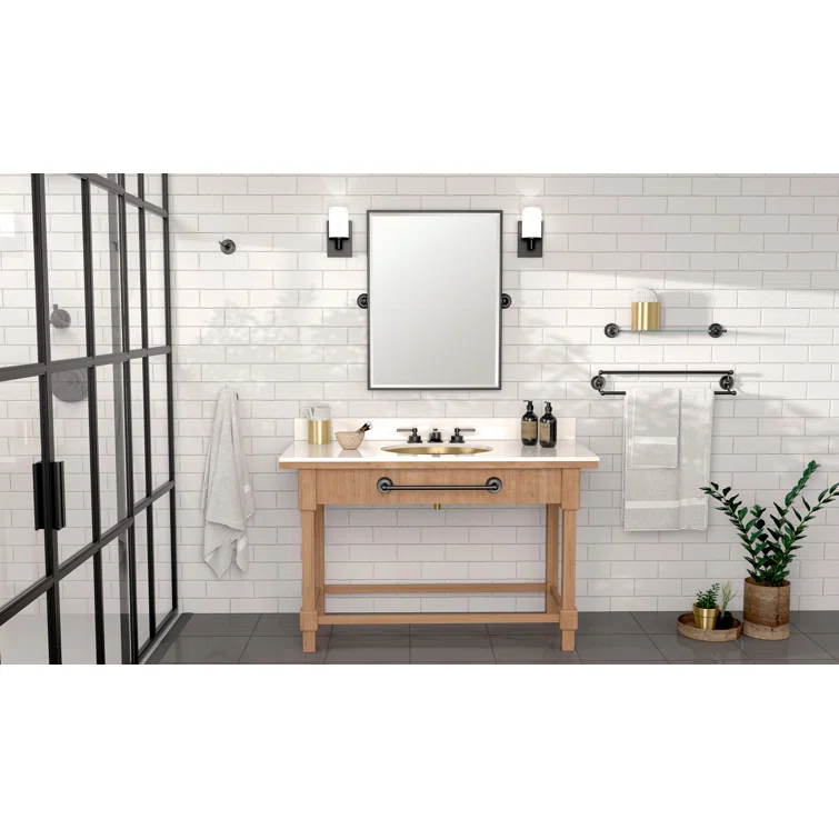 Designer II Wall Mount Framed Rectangle Mirror | Pivoting and Beveled Bathroom Mirror