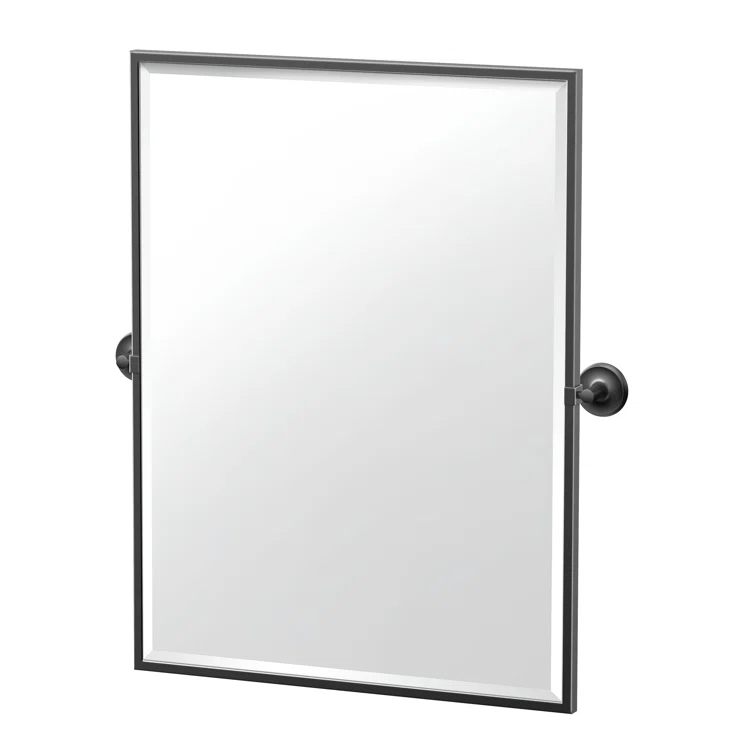 Designer II Wall Mount Framed Rectangle Mirror | Pivoting and Beveled Bathroom Mirror