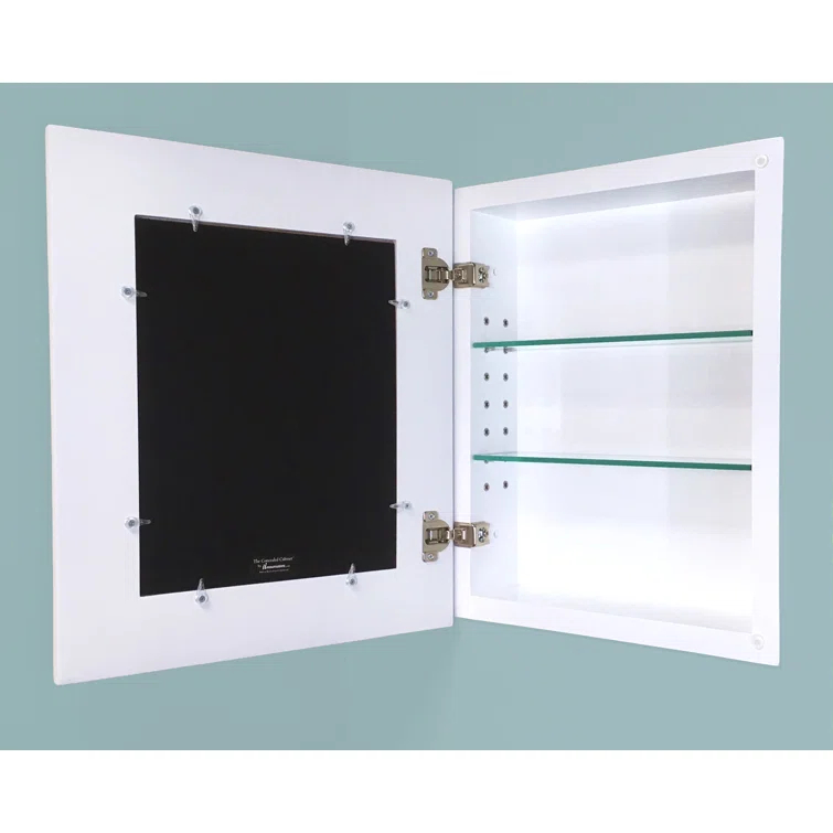 13.125'' W 16'' H Recessed Framed Medicine Cabinet Mirror 2 Adjustable