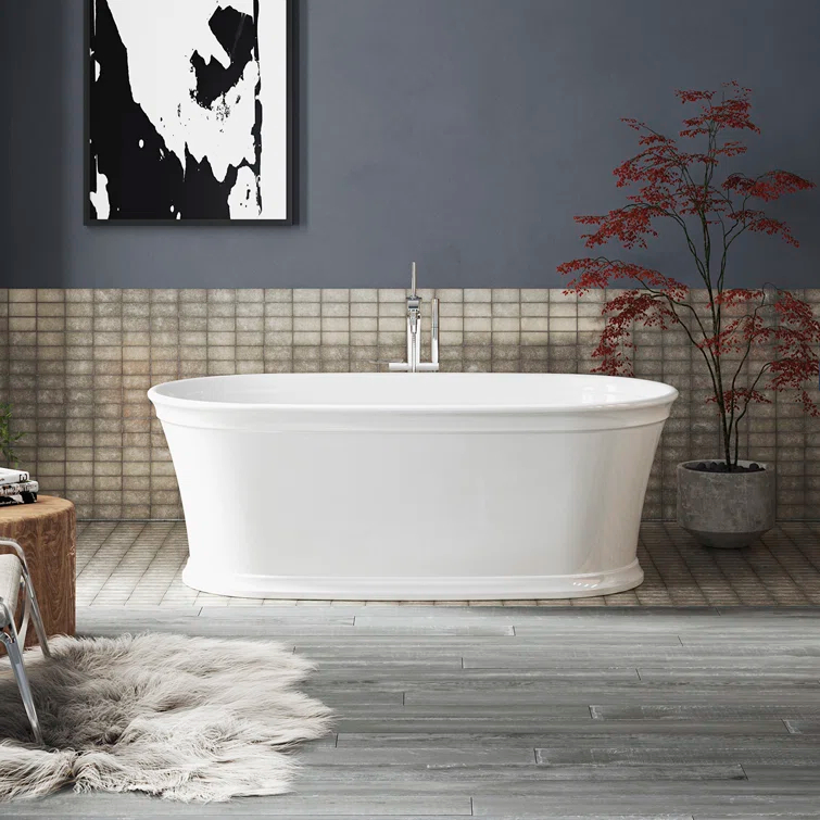 Memoirs® 60" x 34" Freestanding Soaking Bathtub with Slotted Overflow and Center Toe-Tap Drain