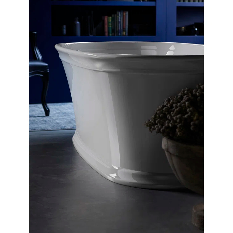 Memoirs® 60" x 34" Freestanding Soaking Bathtub with Slotted Overflow and Center Toe-Tap Drain