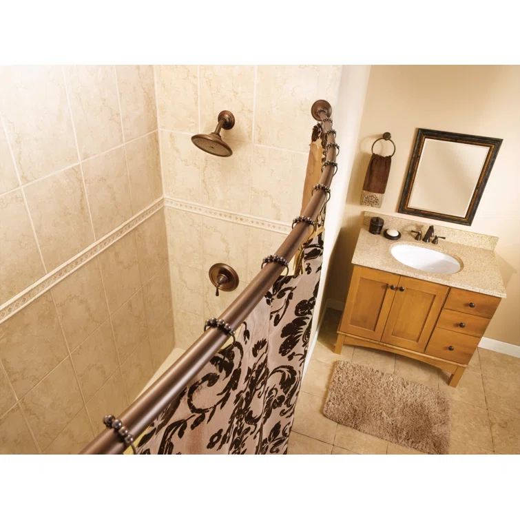 Moen 54-Inch to 72-Inch Adjustable Length Fixed Mount Single Curved Shower Curtain Rod