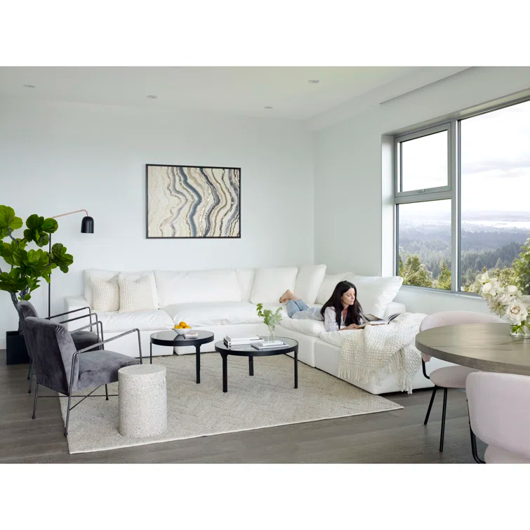 Moe's Home Clay Livesmart Fabric White Modular Sectional YJ-1003-05