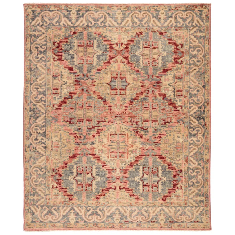 Inspirit Wool Oriental Area Rug in Blue/Beige/Red