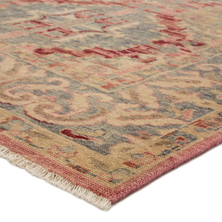 Inspirit Wool Oriental Area Rug in Blue/Beige/Red
