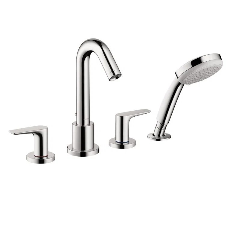 Logis Double Handle Deck Mounted Roman Tub Faucet Trim with Diverter and Handshower