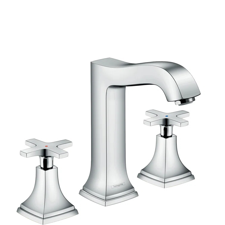 Hansgrohe Metropol Classic Widespread Faucet 160 with Cross Handles and Drain Assembly, 1.2 GPM