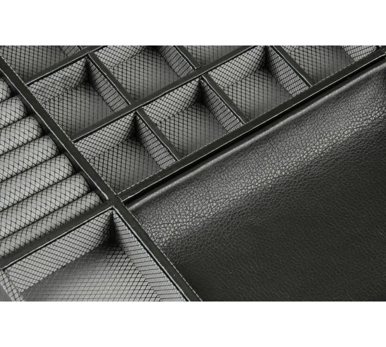 Windsor Mid-Century Black Faux Leather 10-Piece Watch Box with Drawer