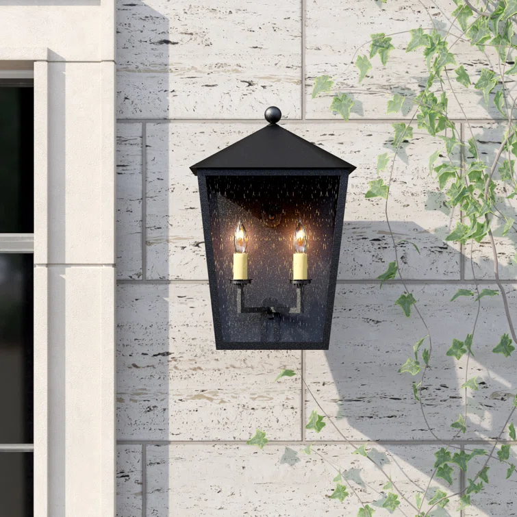 Midnight Black Iron 2-Light Outdoor Wall Lantern