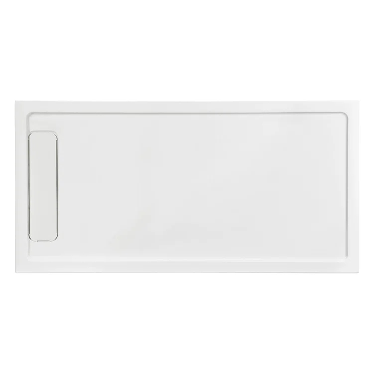 OVE Decors 72" x 36" Rectangle Shower Base Pan, White Acrylic, Hidden Side Drain, Reversible Design