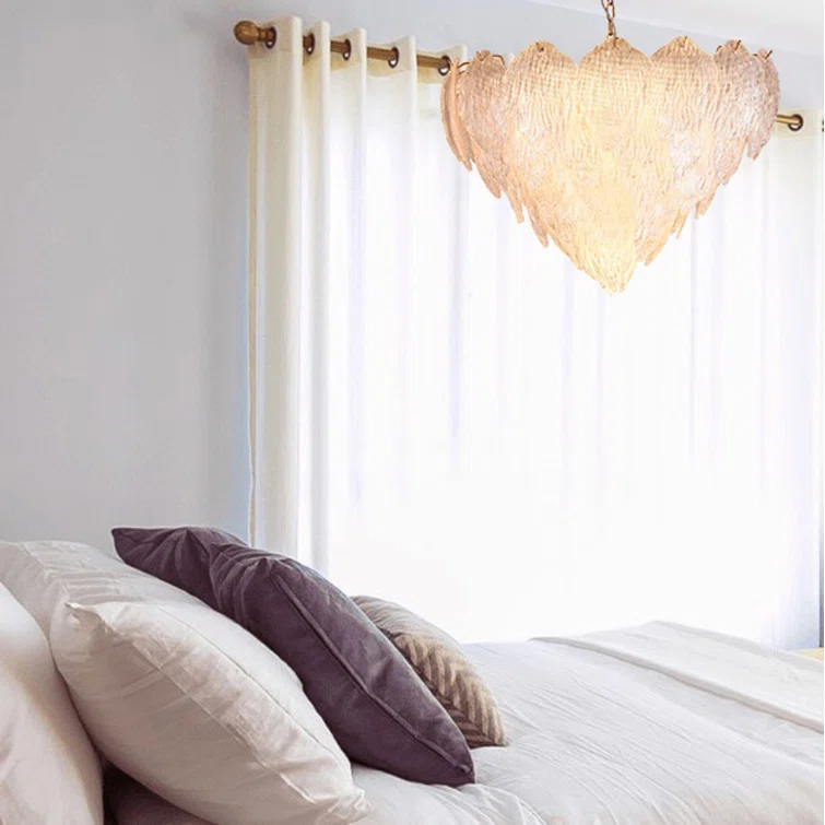Acanthus 7-Light Distressed Gold Textured Glass Chandelier