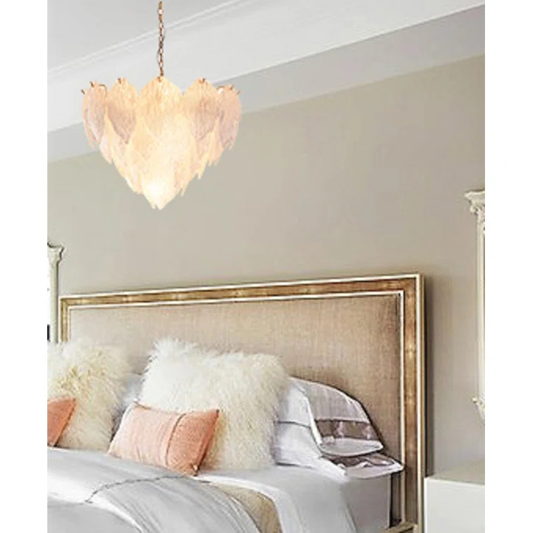 Acanthus 7-Light Distressed Gold Textured Glass Chandelier