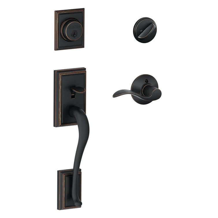 Addison Handleset with Single Cylinder Deadbolt and Accent Door Lever and Rosette