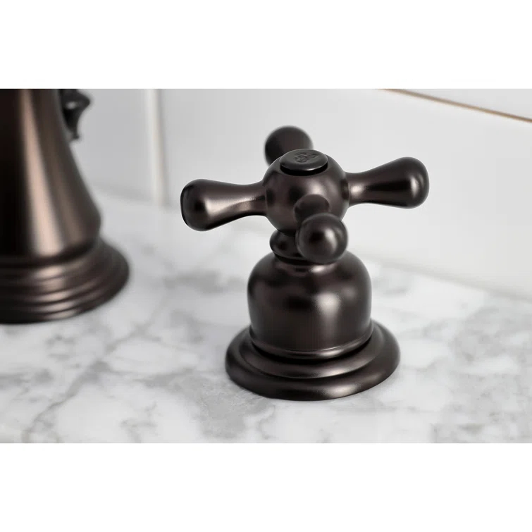 Kingston Brass American Classic Two-Handle 3-Hole Deck Mount Widespread Bathroom Faucet with Pop-Up Drain