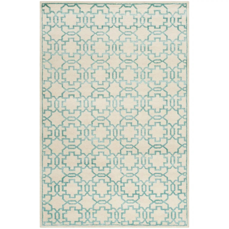 Mosaic Hand Knotted Wool And Viscose Geometric Rug