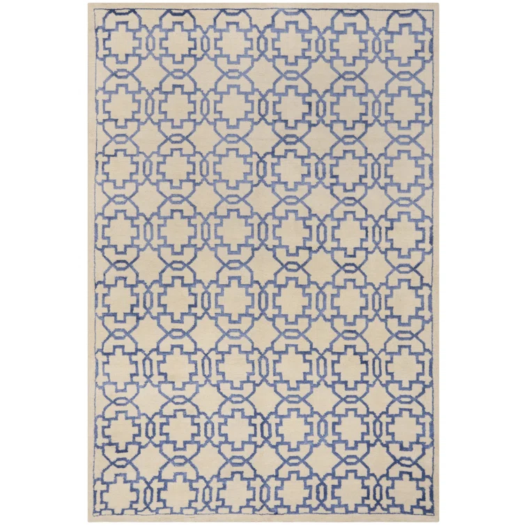 Mosaic Hand Knotted Wool And Viscose Geometric Rug