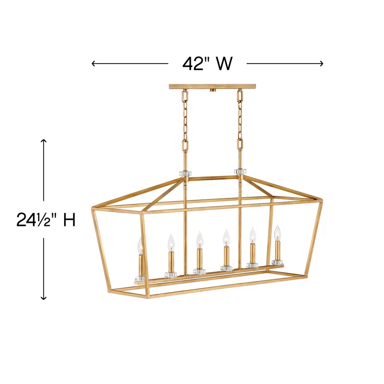 Stinson 6 - Light Kitchen Island Linear Pendant with Crystal Accent